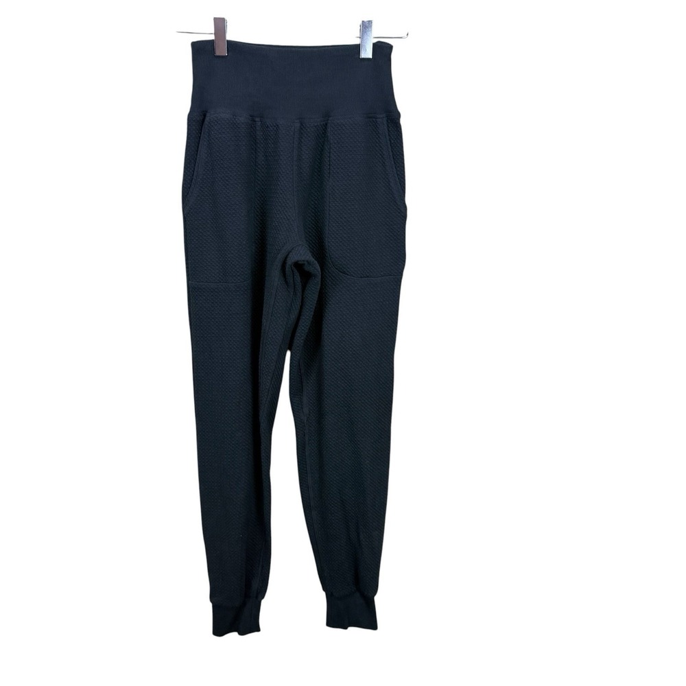 Born Primitive Jogger Pants Womens Small Black Waffle Knit High Rise Lounge